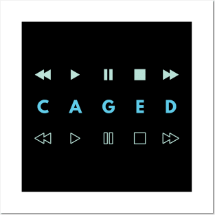 CAGED System Music Player Buttons Light Blue Posters and Art